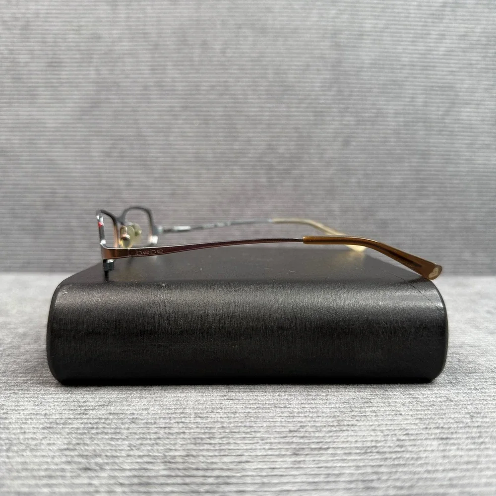 Bebe Tatiana Rectangular Eyeglass Frames Club Med Metallic Y2K